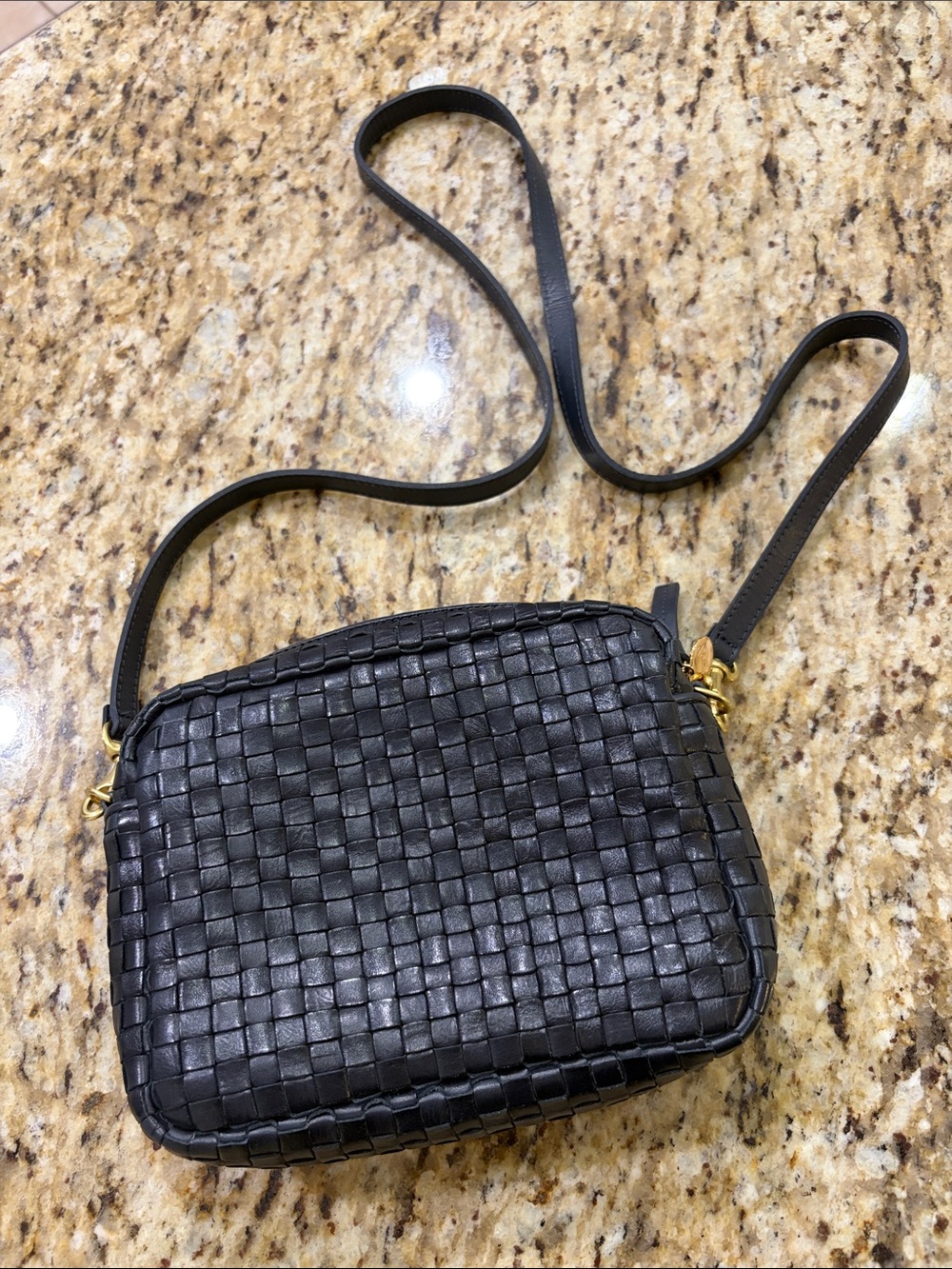 Clare V. Deep Navy Woven Leather Crossbody Bag – Worn Once